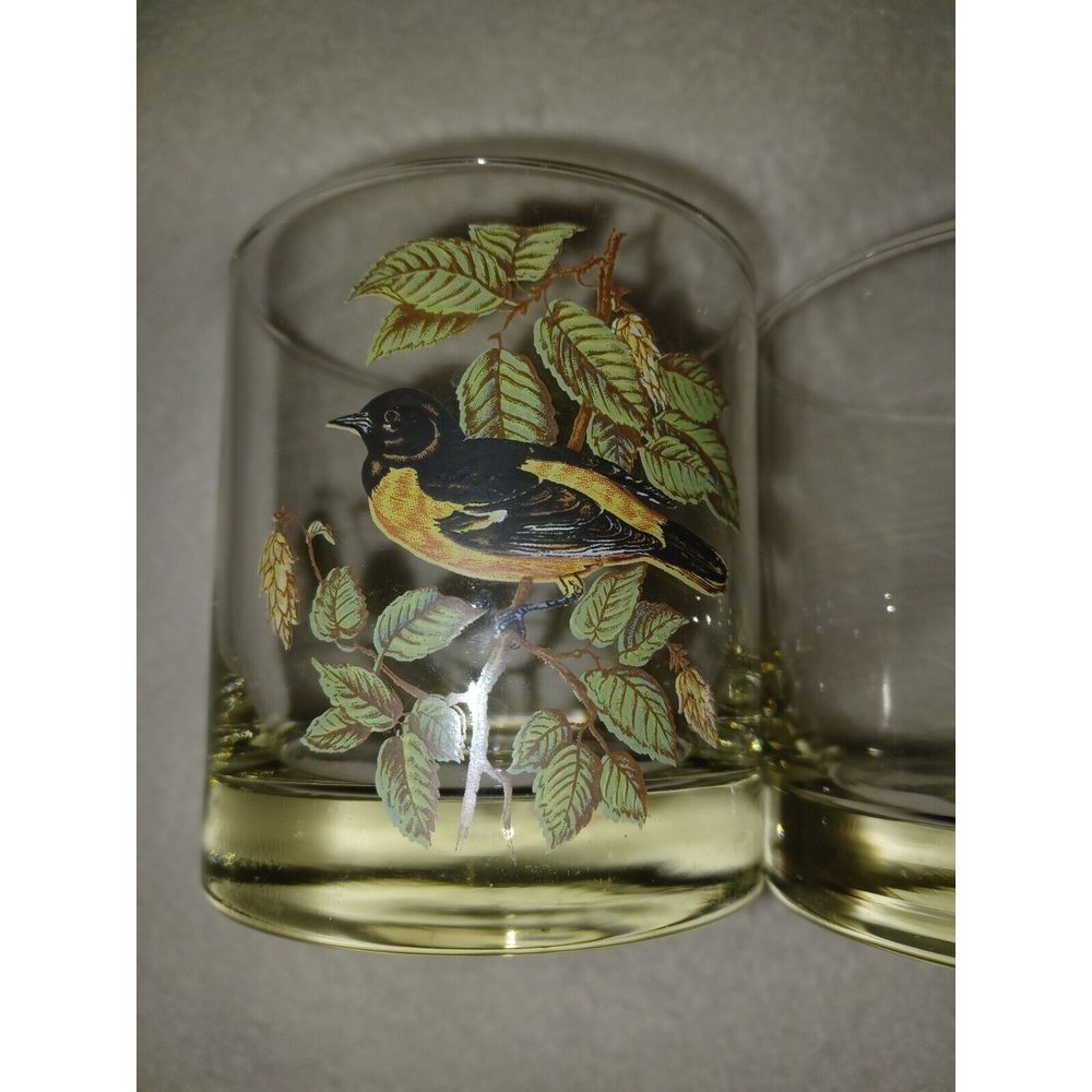 Set Of 2 Vintage Glass American Song Bird Cocktail Juice Water‎ Glasses - Picture 2 of 5